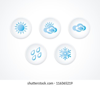 3d Button With Weather Icons Set. Vector Illustration.