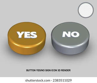 botón 3D sí o no icono de signo color oro plata estilo