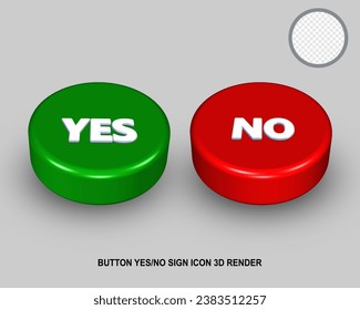 3D button yes or no sign icon green and red color