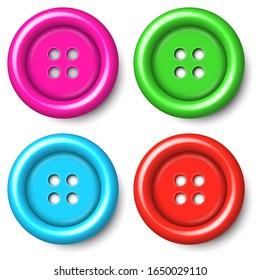 3D buttons isolated on white background set. Realistic vector illustration
