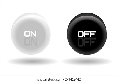 3D buttons on-off. Black and white design.