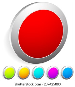 3d buttons, pins, badges with empty space, red, green, orange, aqua, purple and blue colors.