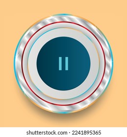 3D buttons play pause on off VECTOR