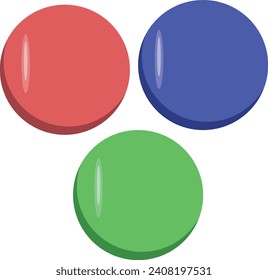 Botones 3D de tres colores sin fondo
