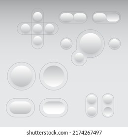 Botones 3D, Botones Suaves De UI Con Fondo Blanco.