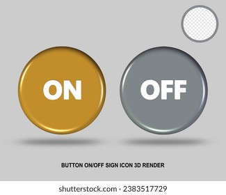 3D buttton on off sign icon gold silver style 