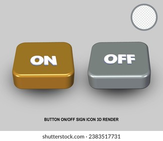 3D buttton on off sign icon gold silver style 