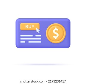 3D Buy Dollar illustration. Money conversion. Buying dollar online, buying currency from your phone. Buying currency on the stock exchange. Online payment. Vector in 3d style.