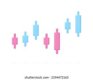 3D Buy and sell indicator. Stock market analysis, investment, make profit concept. Trading signal. Candlestick icon. Modern vector in 3d style.