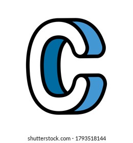 3d c letter design, lettering typography retro and comic theme Vector illustration