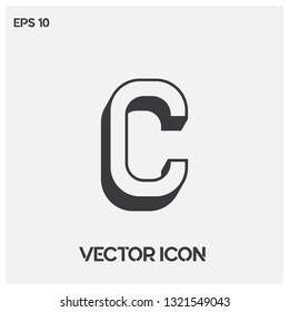 3D "C" letter typographic vector icon illustration. Premium quality.