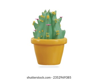 3d cactus plant vector illustration