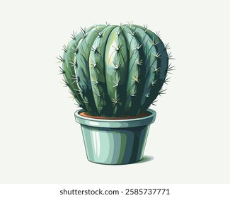 3d a cactus in a pot white background