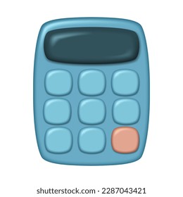 3d calculator in blue in the form of an icon, a mathematical tool to calculate the numbers of science and business, banking for financial transactions accounting and budgeting. Vector illustration