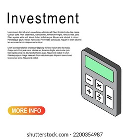 3D Calculator icon, mathematics web button vector illustration. Internet website finance technology design .