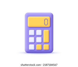 3d calculator icon. Render math device calculate. Concept of financial management. 3d vector illustration