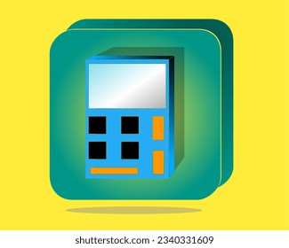 3D calculator icon vector with yellow background