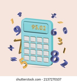 3d Calculator on pink background. Modern and trendy design for web design. 