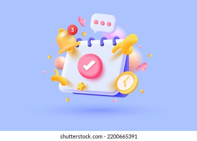3D Calendar appointment concept. Day of receipt of salary or payment of taxes. Time to pay. Financial reminder. Creative design icon isolated on purple background. 3D vector illustration svg