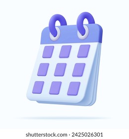 3d Calendar assignment icon. Planning concept. Day month year time concept. 3d rendering. Vector illustration