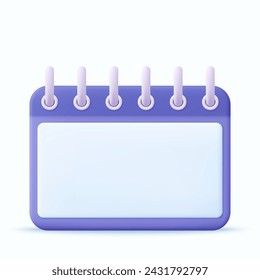 3d Calendar assignment icon. Planning concept. 3d rendering. Vector illustration