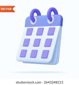 3d Calendar assignment icon. Planning concept. Day month year time concept. 3d rendering. Vector illustration
