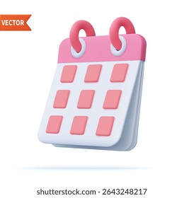 3d Calendar assignment icon. Planning concept. Day month year time concept. 3d rendering. Vector illustration