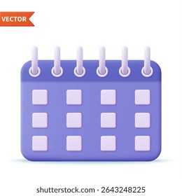 3d Calendar assignment icon. Planning concept. Day month year time concept. 3d rendering. Vector illustration