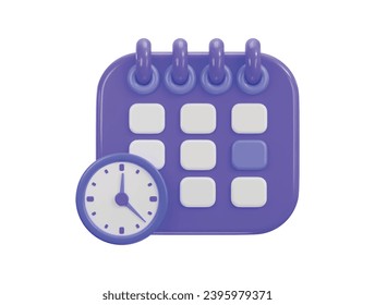 3d calendar clock icon vector illustration