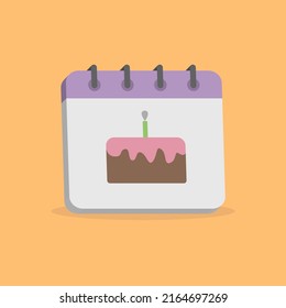 3d calendar concept with birthday cake in minimal cartoon style