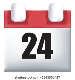 3D calendar with date 24 on white background