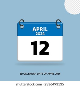 3D calendar date of April 2024