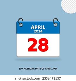 3D calendar date of April 2024
