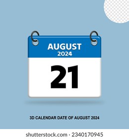 3D CALENDAR DATE OF AUGUST 2024
