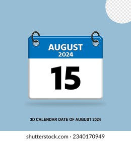 3D CALENDAR DATE OF AUGUST 2024