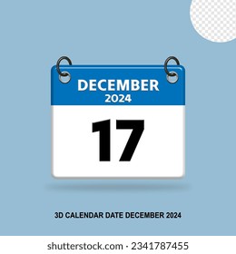3D Calendar date of December 2024
