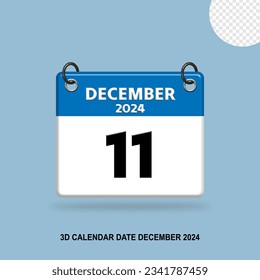 3D Calendar date of December 2024