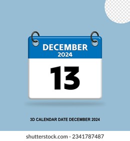 3D Calendar date of December 2024