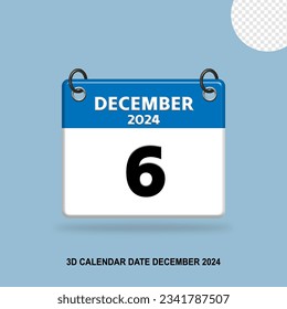 3D Calendar date of December 2024