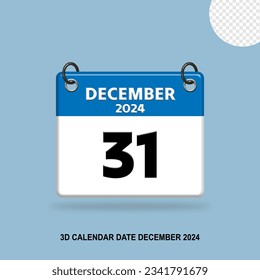 3D Calendar date of December 2024