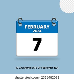 3D calendar date of February 2024 