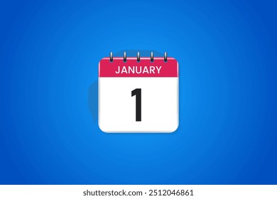 3d calendar date icon. January 1st calendar icon. Event schedule date. Meeting appointment time. Agenda plan, birthday and Time planner.