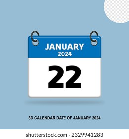 3D calendar date of January 2024