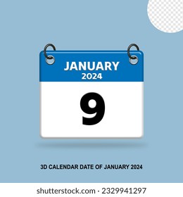 3D calendar date of January 2024
