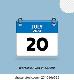 3D CALENDAR DATE OF JULY 2024