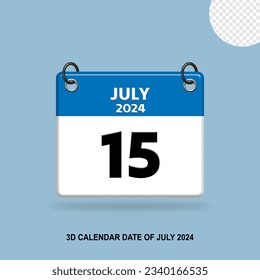 FECHA CALENDARIA 3D DE JULIO DE 2024