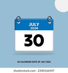 3D CALENDAR DATE OF JULY 2024