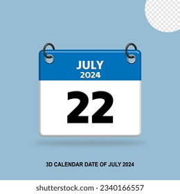 FECHA CALENDARIA 3D DE JULIO DE 2024