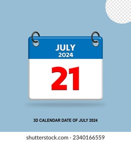 3D CALENDAR DATE OF JULY 2024