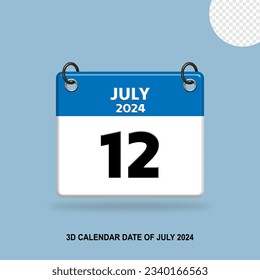 3D CALENDAR DATE OF JULY 2024